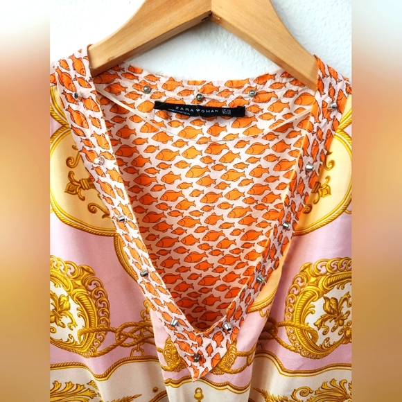 Zara Woman 100% Mulberry Silk Scarf Print Mini Dress Multicolor Size XS - Picture 3 of 16